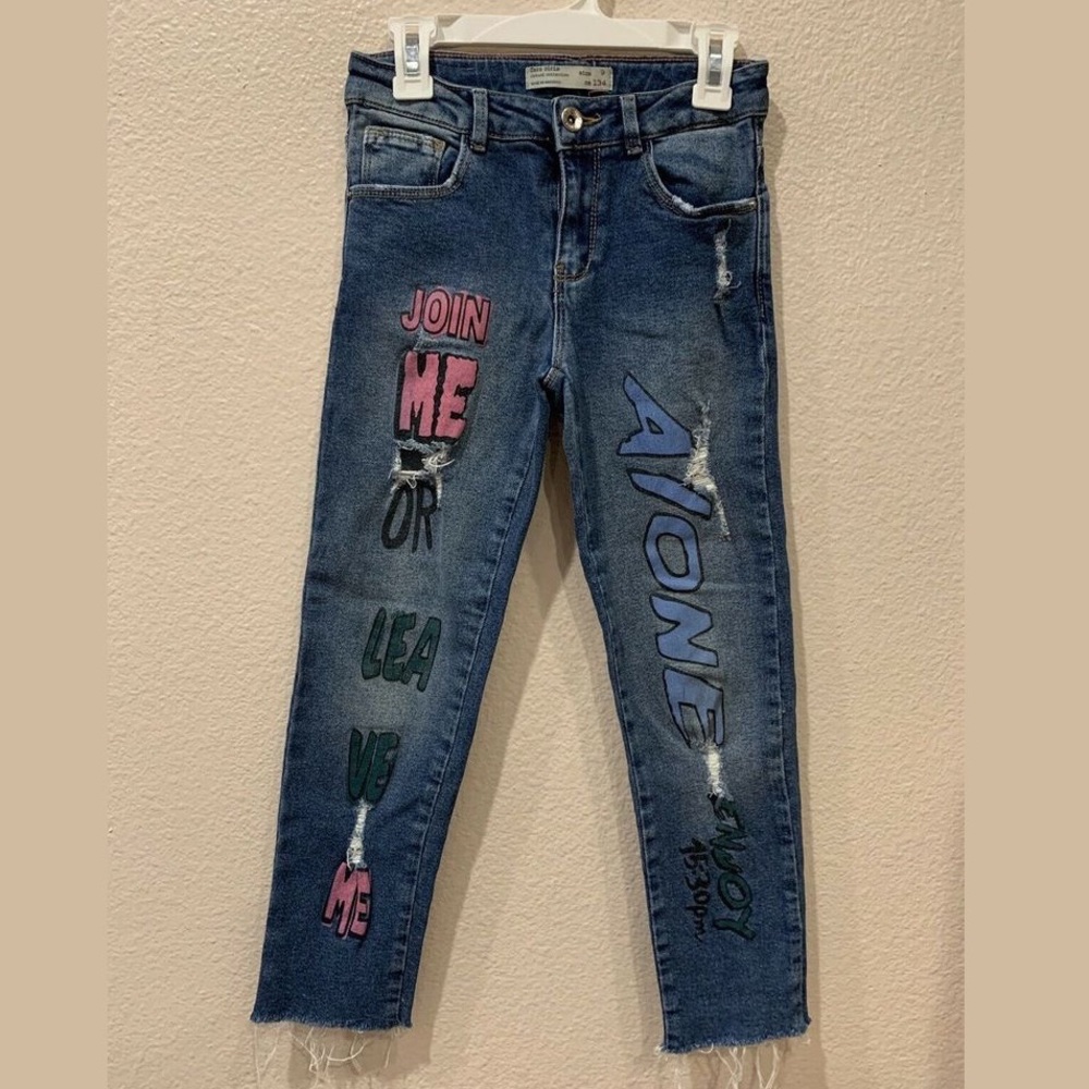 Zara Kids Slogan Jeans - Picture 1 of 5